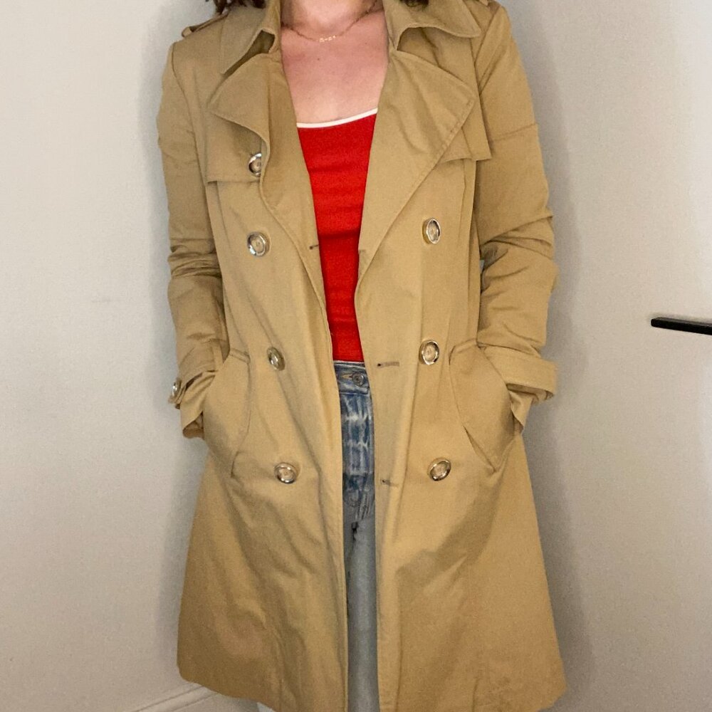 Tan/Beige long coat New York & Company